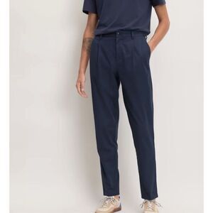 NWT Everlane Navy Organic Cotton Stretch Pleated Front Chino Pants Size 38x30